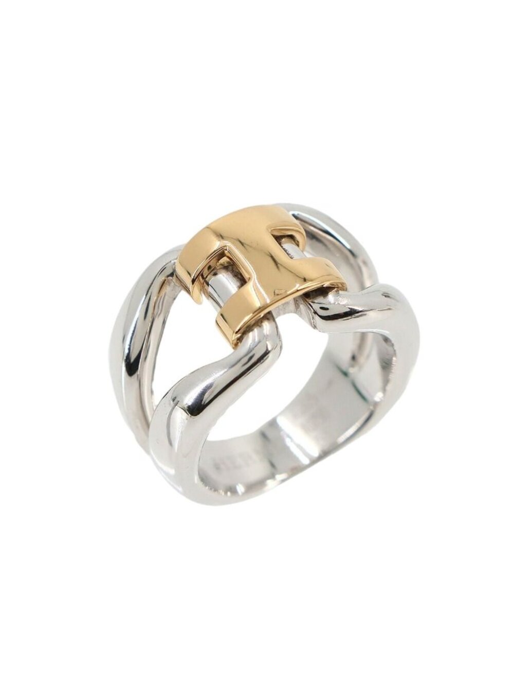 Hermes History Ring Silver Yellow Gold 750